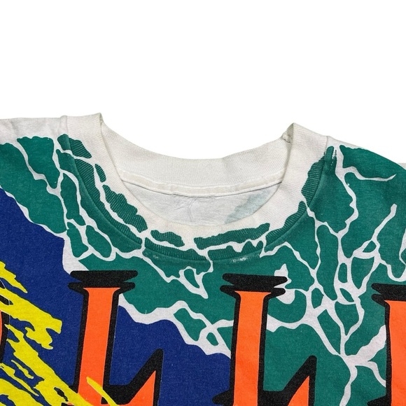 Vintage 90s Volleyball AOP single stitch T-shirt men’s large - Picture 3 of 6